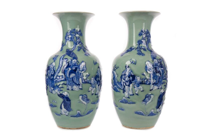 A PAIR OF CHINESE CELADON VASES