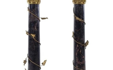 A Pair of Continental Parcel Gilt and Marble Pedestals