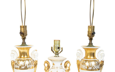 A Pair of Neoclassical Style Gilt Painted Table Lamps