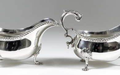 A Pair of Victorian Silver Oval Sauce Boats, by...