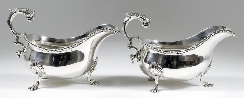 A Pair of Victorian Silver Oval Sauce Boats, by...