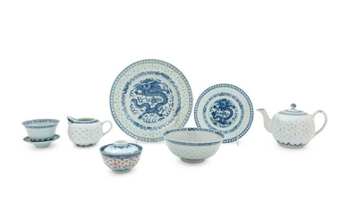 A Partial Set of Chinese Blue and White Porcelain
