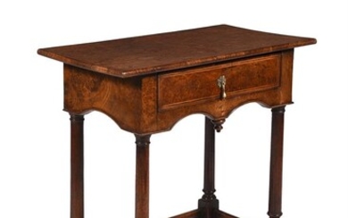 A QUEEN ANNE BURR WALNUT, FEATHER BANDED AND PINE SIDE TABLE, CIRCA 1710