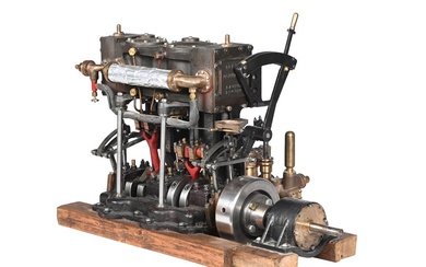A RECENTLY CONSTRUCTED MODEL OF A 'COMMANDER' TWIN CYLINDER COMPOUND LAUNCH LIVE STEAM BOAT ENGINE