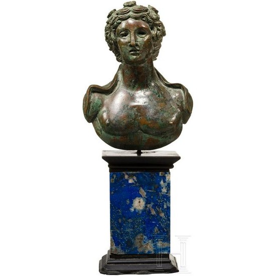A Roman bronze Bacchus bust, 1st - 2nd century