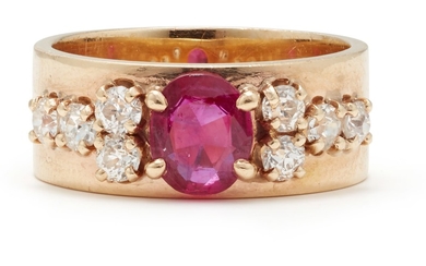 A Ruby, Diamond and Gold Ring