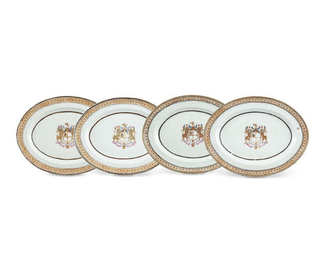 A SERIES OF FOUR (4) ARMORIAL CHINESE EXPORT...