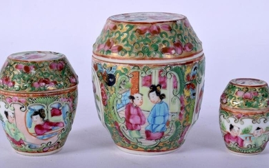 A SET OF THREE 19TH CENTURY CHINESE CANTON FAMILLE ROSE