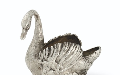 A SILVER SALT IN THE FORM OF A SWAN