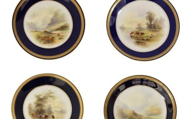 A Set of Four Royal Worcester Porcelain Plates, by John...