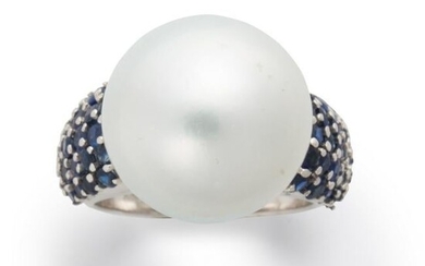 A South Sea pearl, sapphire and eighteen karat white