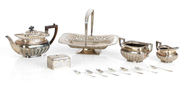 A Three piece victorian silver tea service