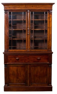 A William IV Mahogany Cabinet Bookcase Height 86 x