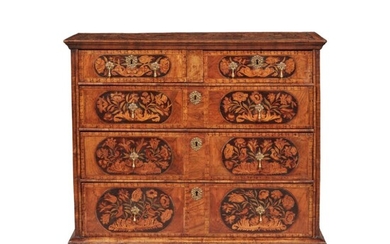 A William and Mary Walnut, Sycamore, and Fruitwood Marquetry Chest of Drawers, Circa 1690