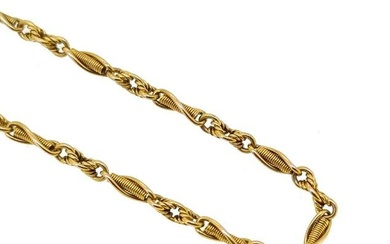 A fancy rope style link chain alternate coiled and rope style links, bolt ring clasp, length 56cm