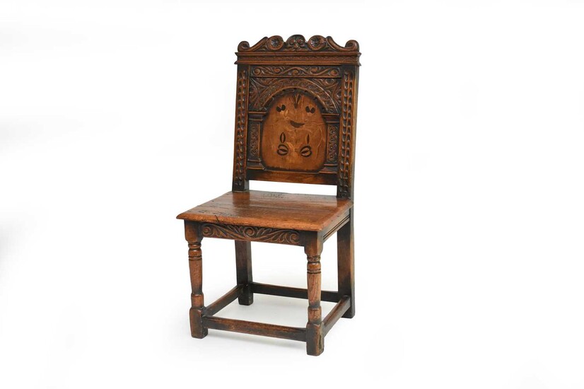 A good late 17th century style carved oak side chair