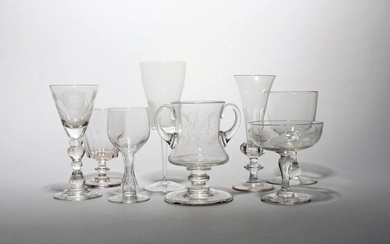 A group of eight various glasses 19th/20th century, including a...