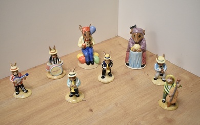 A group of six Royal Doulton 'Bunnykins' musician figures from the Jazz Band Collection
