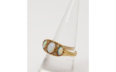 A hallmarked 9ct gold diamond and opal ring, gross weight 2....