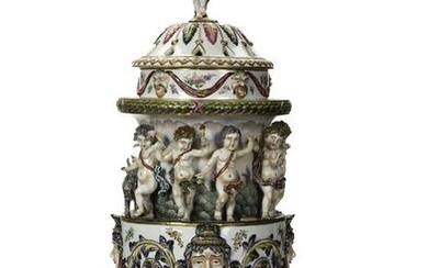A large Capodimonte urn