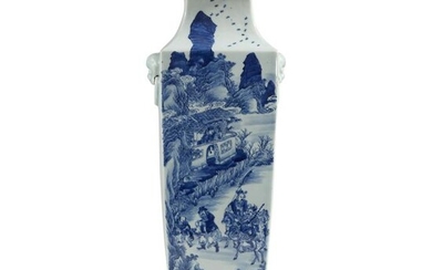 A large Chinese blue and white porcelain square