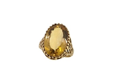 A late 20th century 9ct gold citrine dress ring