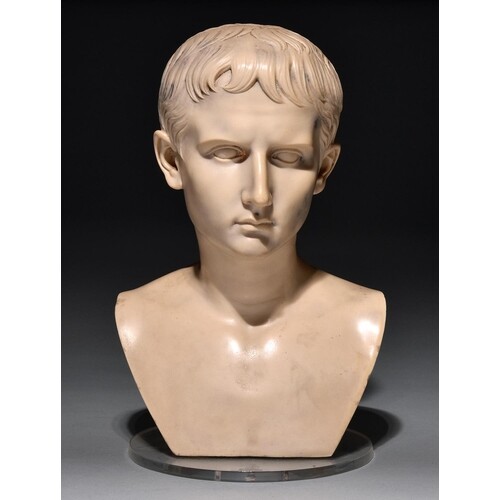 A marble resin bust of the Emperor Augustus, 20th century, a...