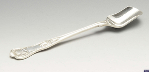 A modern silver cheese scoop.
