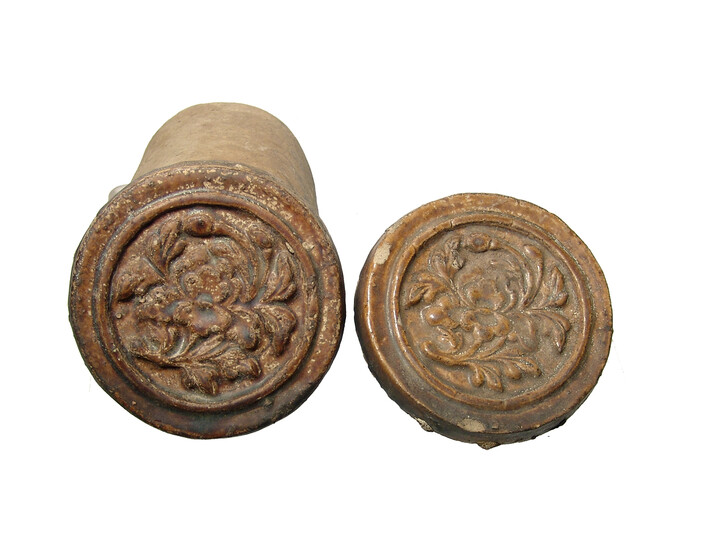 A pair of Chinese ceramic roof tiles