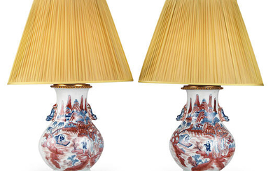 A pair of Chinese vases, mounted as lamps