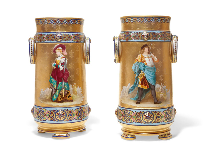 A pair of French Aesthetic Movement porcelain vases