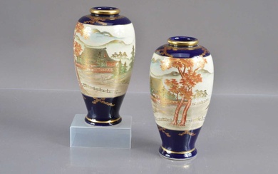 A pair of Japanese Meiji period Satsuma earthenware vases