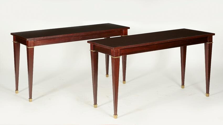 A pair of Neoclassical style hardwood side tables