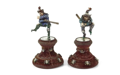 A pair of Viennese Silver, Enamel Court Jesters
