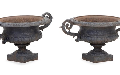 A pair of cast iron garden vases. The first half of the...