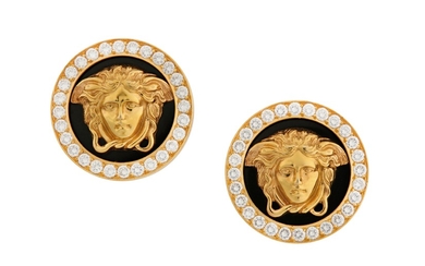 A pair of diamond-set earrings, by Versace