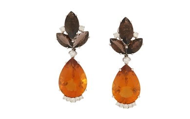 A pair of gem-set pendent earrings