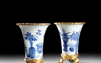 A pair of gilt-bronze Chinese porcelain vases, Louis XV, circa 1755 | Paire de grands vases en porcelaine de Chine et bronze doré d'époque Louis XV, vers 1755