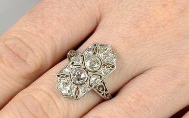 A platinum old and vari-cut diamond dress ring.