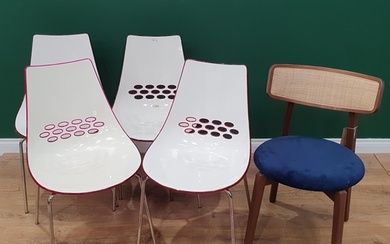 A set of four "Calligaris" Jam Chairs (two missing oval badg...