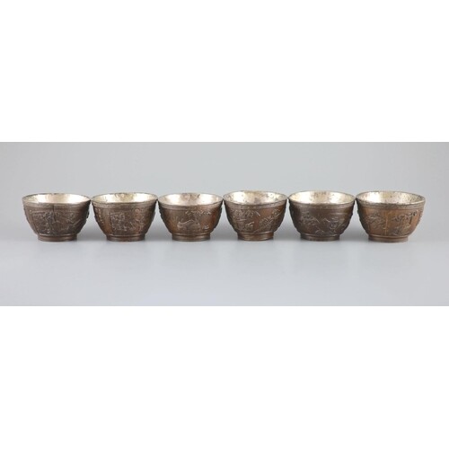 A set of six Chinese coconut cups, 18th/19th century, each c...