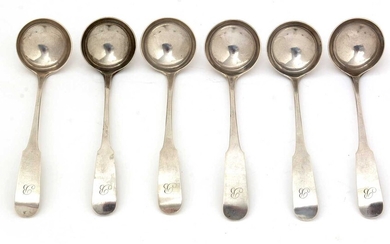 A set of six George III silver Scottish provincial toddy ladles.