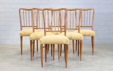 A set of six Italian fruitwood chairs