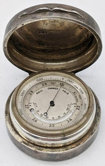 A silver cased barometer, hallmarked London, 1904