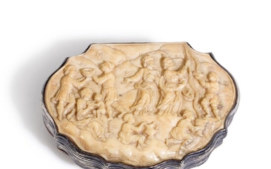 A silver-mounted carved ivory snuff box, probably Flemish, 18th century