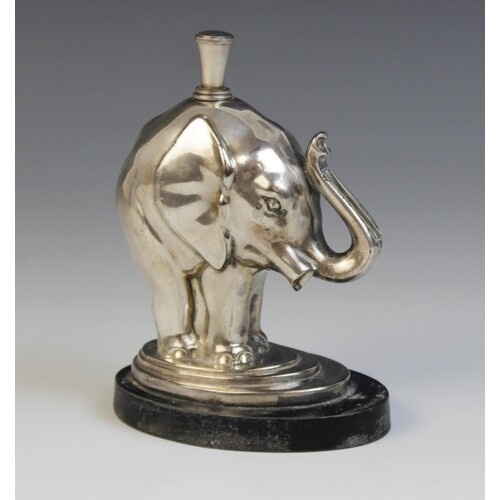 A silver plated table lighter in the form of an elephant, 12...