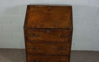 A small George III style mahogany bureau, late 19th century, with fall front and fitted interior