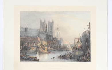 AFTER DAVID ROBERTS, ENGRAVED BY EDMUND GOODALL "WESTMINSTER ABBEY & BRIDGE".