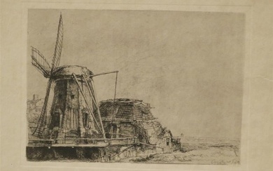AFTER REMBRANDT VAN RIJN (Dutch, 1606 - 1669). The Windmill, 19th century etching printed on paper.