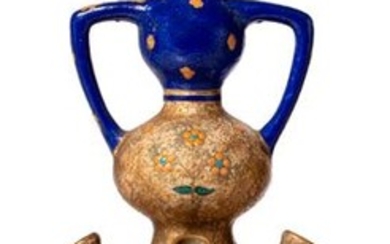 AMPHORA (Austria) Vase pique-fleur en céramique de forme gourde à...